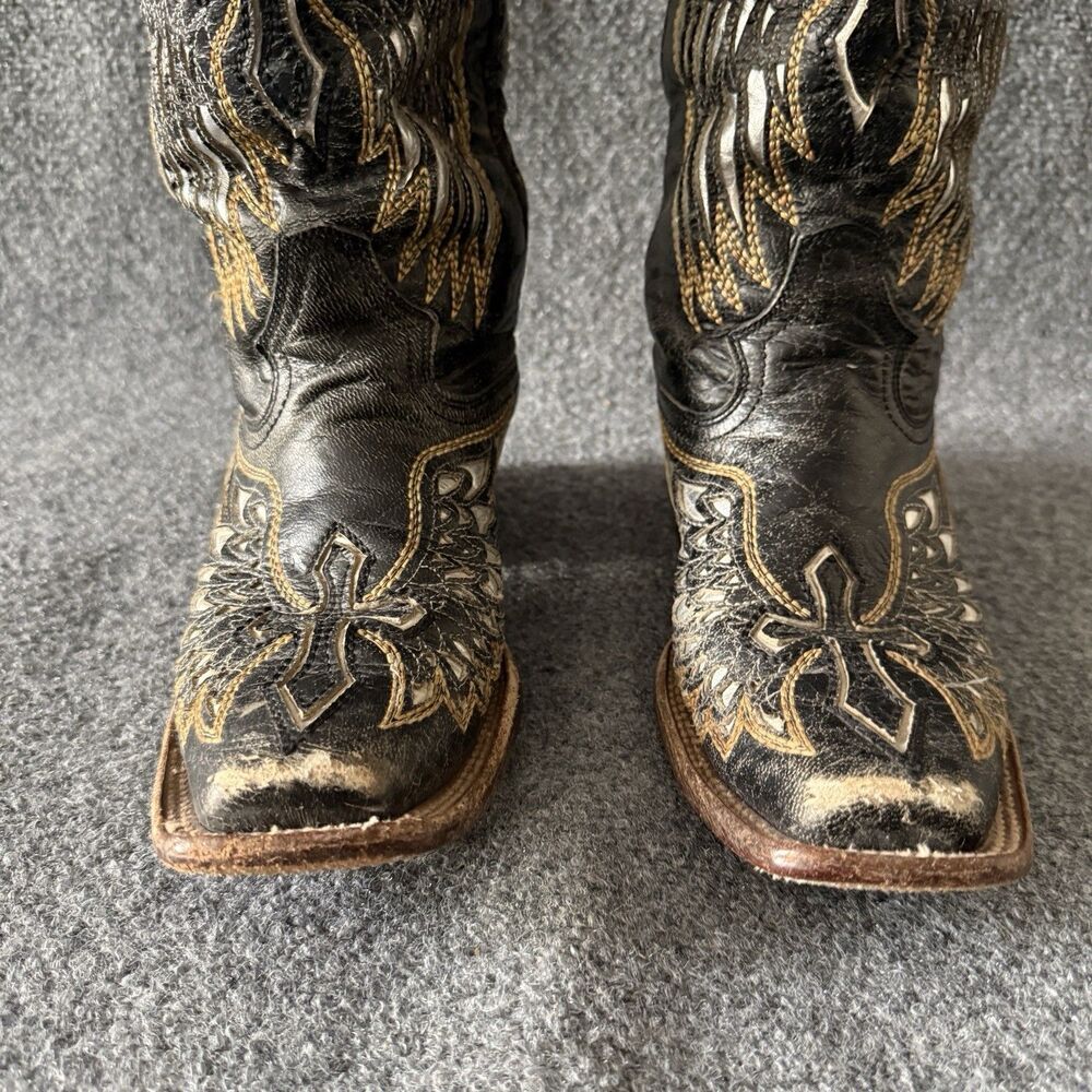 CORRAL Women’s Wing & Cross Western Equestrian Boots Embroidered 8 Black Cowgirl - Picture 5 of 10